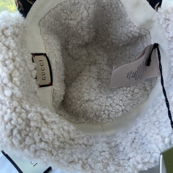 NEW GUCCI X KEN SCOTT Canvas Shearling Floral Print Cap Hat Size S Multicolor - Picture 6 of 11